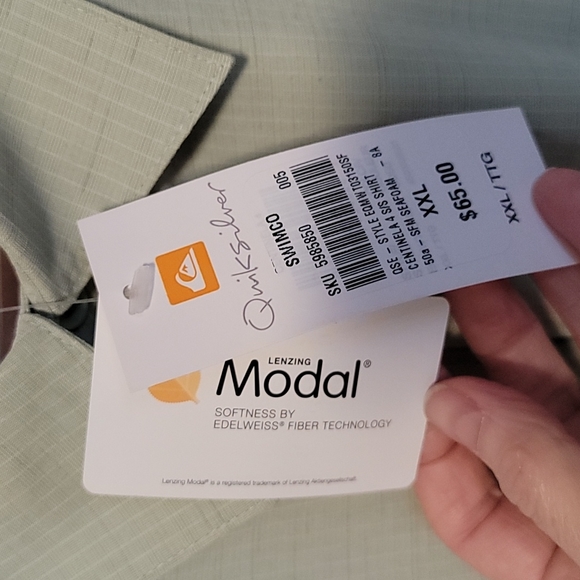 Quiksilver Waterman Collection Light green short sleeve shirt - Picture 3 of 8